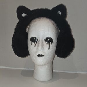 Joe Fresh Black Cat Ear Fuzzy Hat